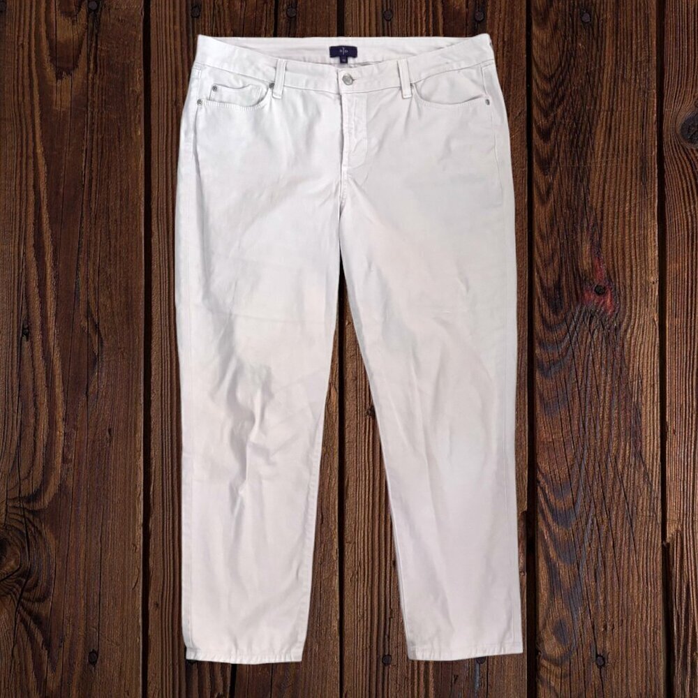 NYDJ Stella Slimming Stretch Off-White Cream Tapered Ankle Jeans Women's 12